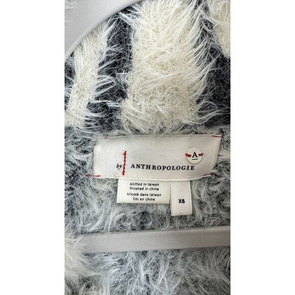 Anthropologie Cindy Eyelash Half Zip Pullover Sweater Womens XS Black Cream - Picture 11 of 13